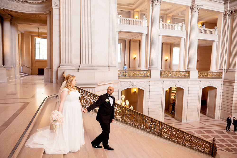 San Francisco City Hall Photography of mom-to-be and her groom elopement.