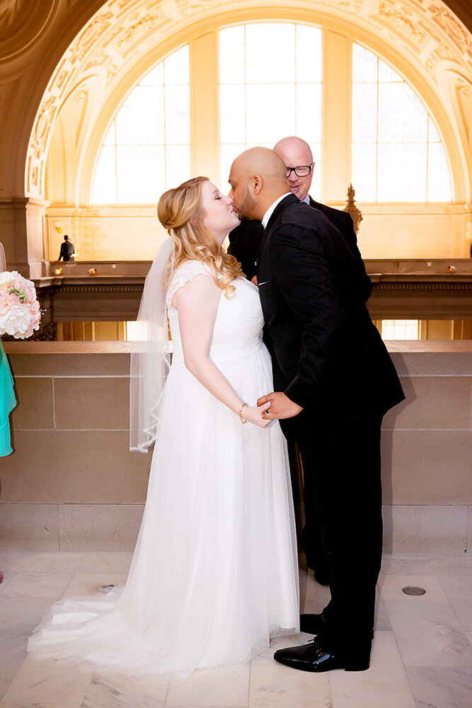 San Francisco City Hall Photography of mom-to-be and her groom elopement.