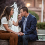 Engagement Photography in front of a fountain in San Francisco
