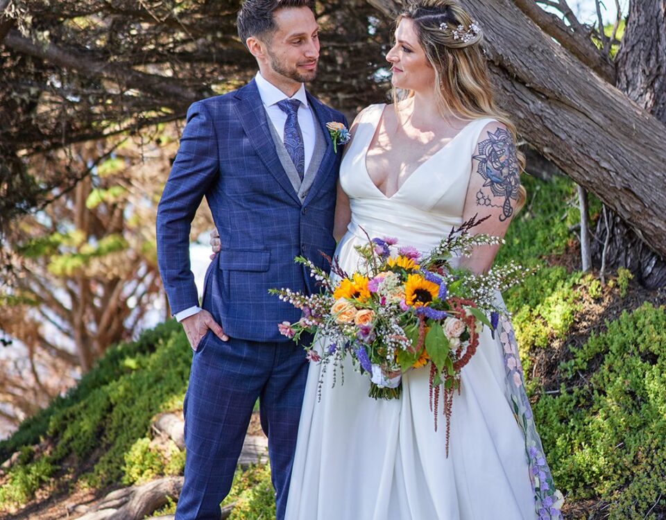 Colorful Flower-themed wedding aHalf Moon Bay Micro Wedding Photographyt Half Moon Bay