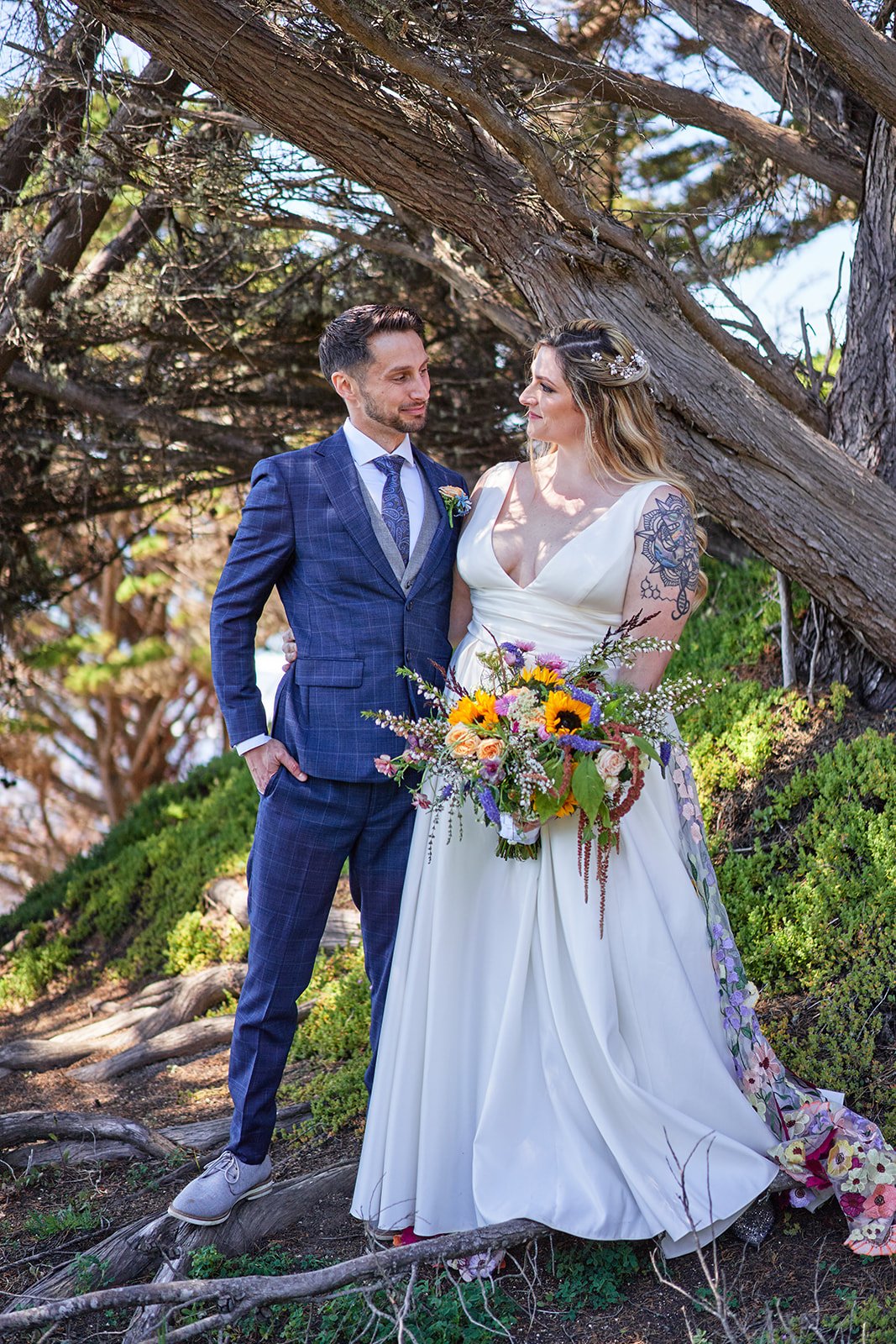 Colorful Flower-themed wedding aHalf Moon Bay Micro Wedding Photographyt Half Moon Bay
