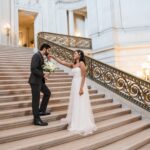 San Francisco City Hall Civil Ceremony Couple on stairs