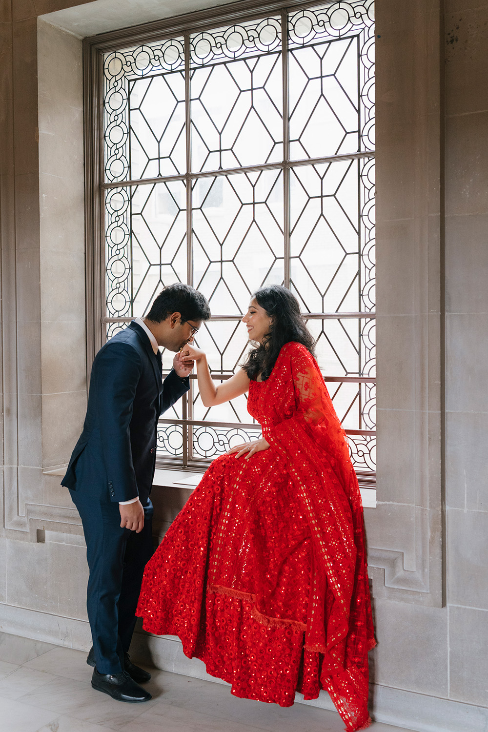 Wedding portraits of Indian Couple in San Francisco City Hall