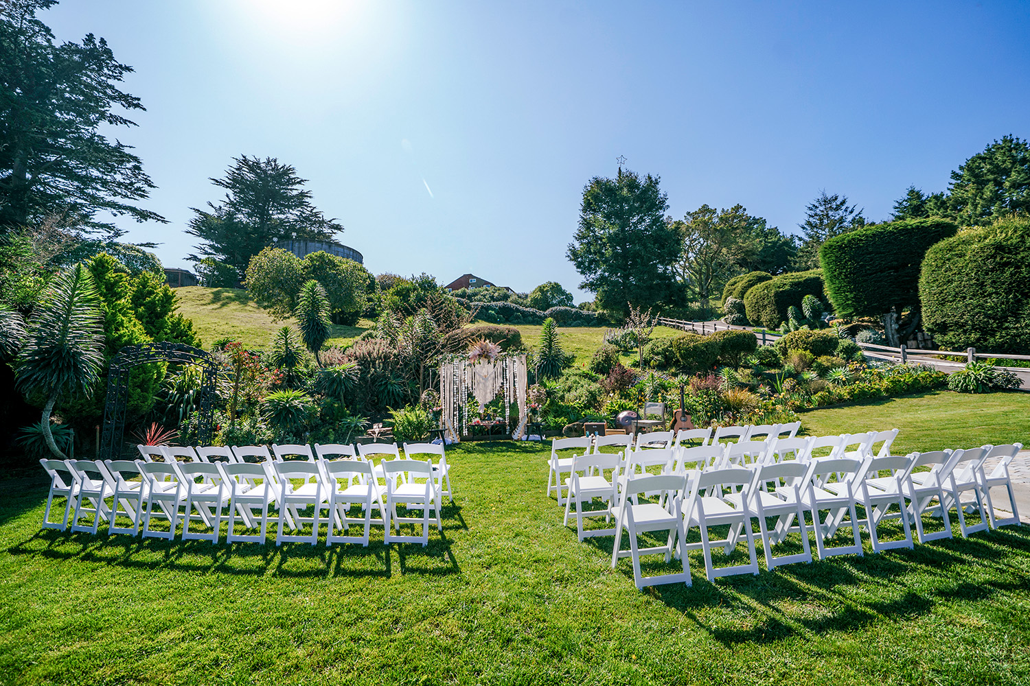 Photography of Micro Wedding outdoor set up for Ceremony near San Francisco